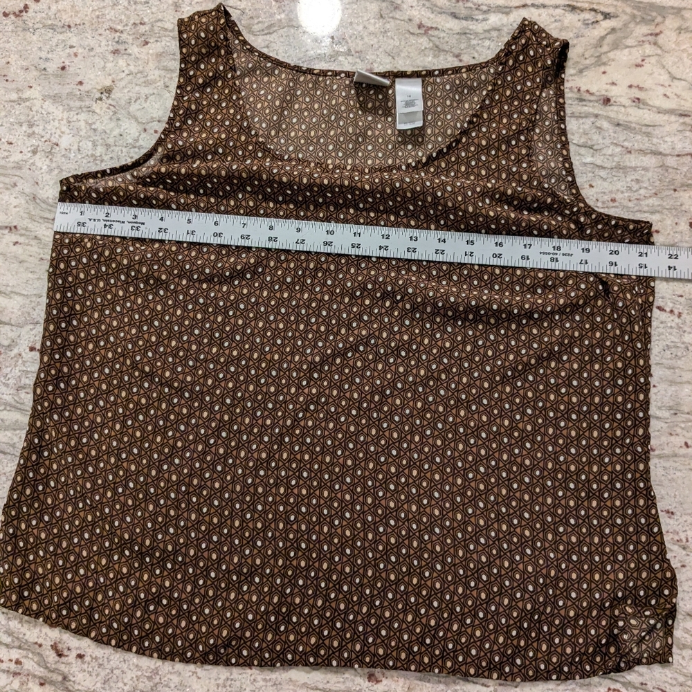 2 Pieces Emma James Blouse & Tank Set Brown Floral Size 16 Business or Dress EUC - Picture 7 of 12